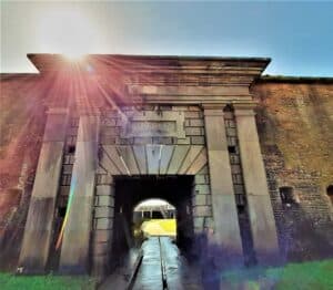 The entrance to Fort Morgan Historic Site in Fort Morgan AL