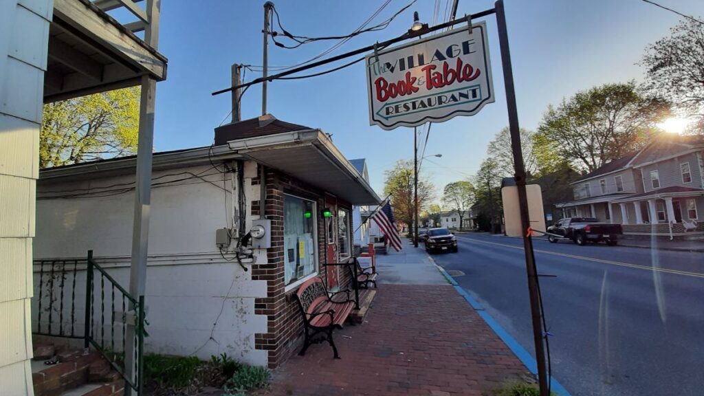 The Book and Table sign and one of the most well known restaurants in Fairfield.