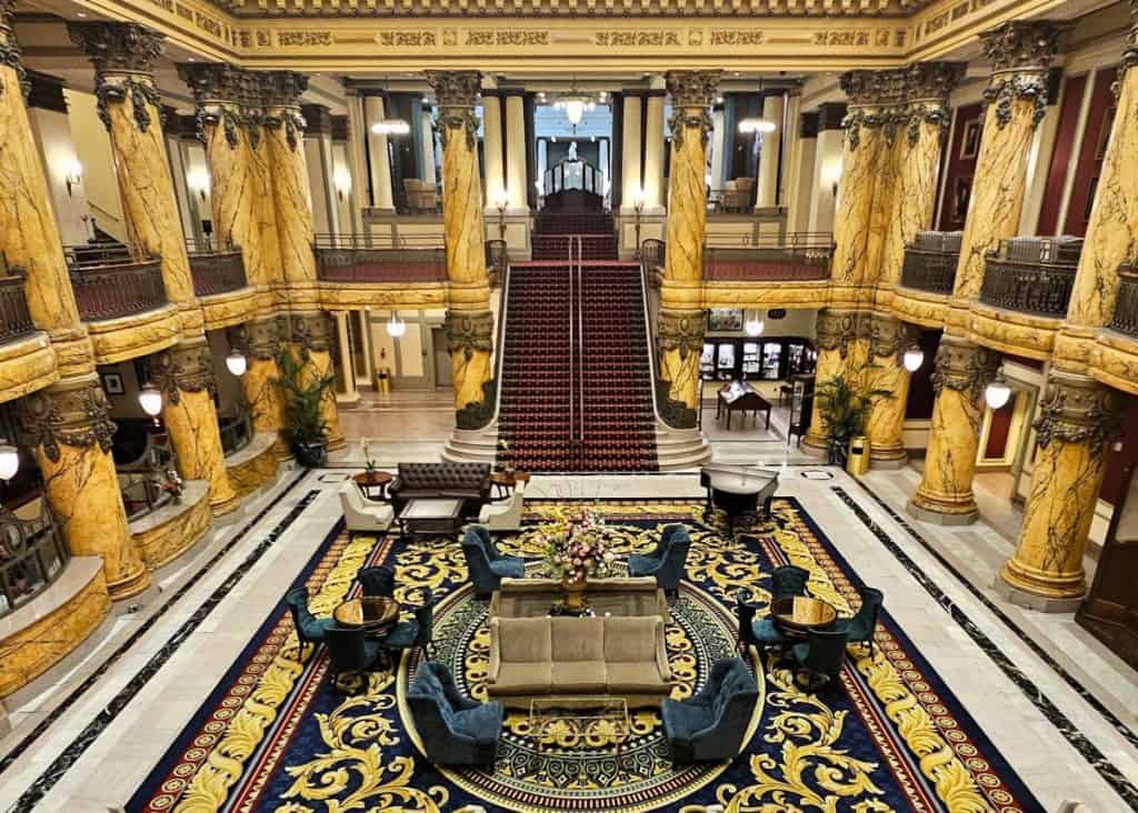 The Grand Staircase is an iconic piece of history at The Jefferson Hotel Richmond VA