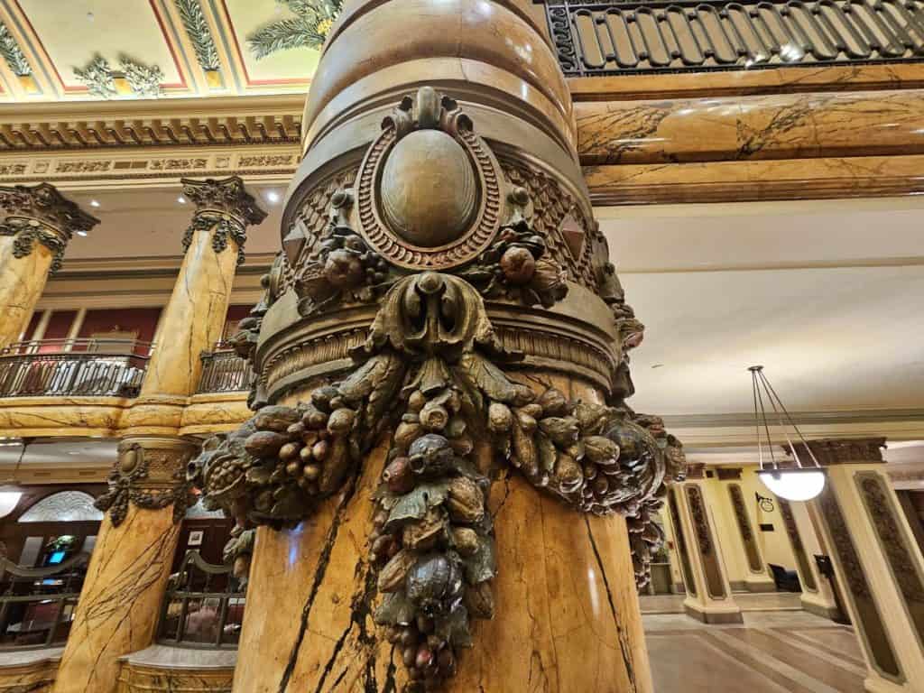 Amazing intricate carvings on the columns at the Jefferson Hotel.