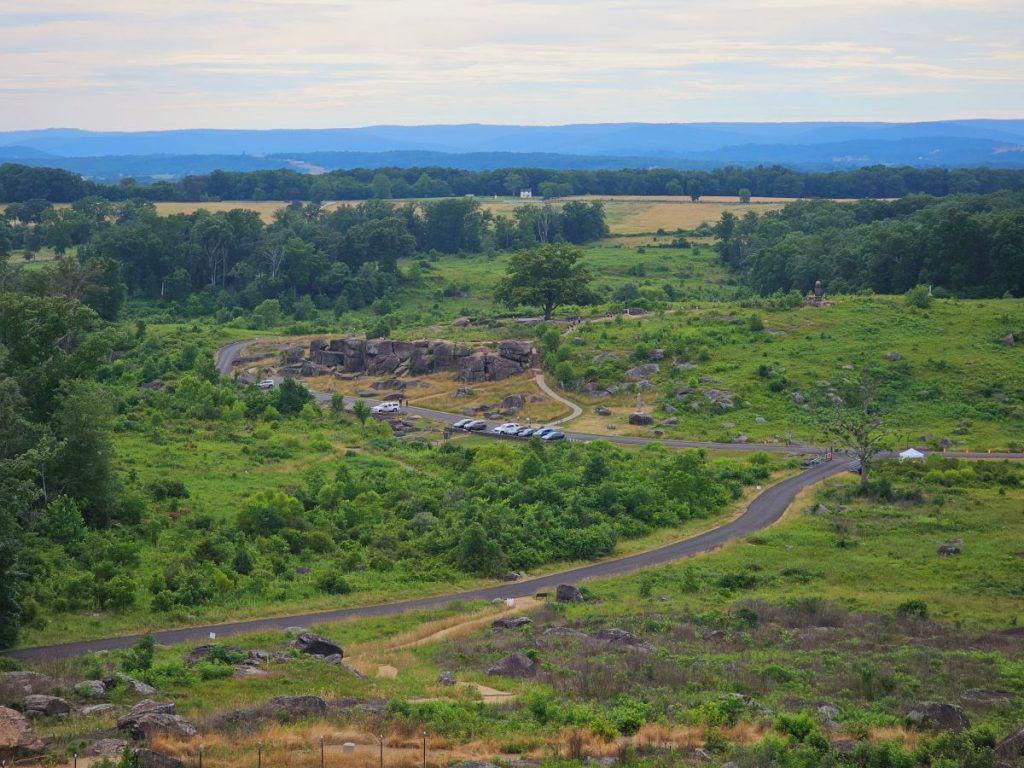 The view of Devil's Den from "the castle" on Little Round Top Gettysburg.