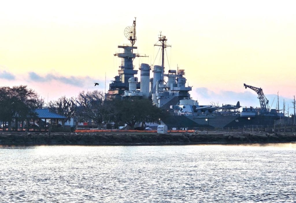 The USS North Carolina is a huge World War II warship that is moored in Wilmington NC.